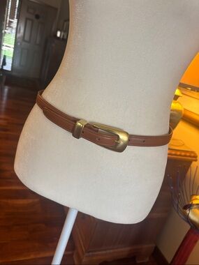 Coach Classic British Tan Leather Belt with Brass Buckle